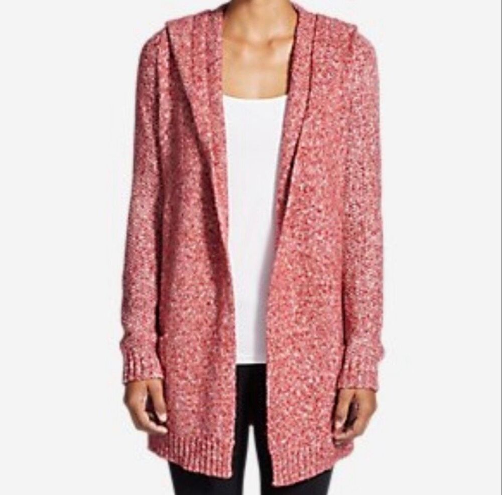 Eddie Bauer Lounge Hooded Cardigan In Red Size Medium